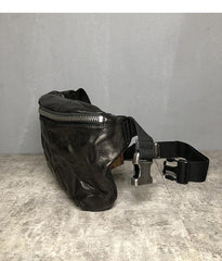 Black Cool Leather Men Fanny Pack Coffee Waist Bag Hip Pack Chest Bag Belt Bag Bumbag for Men - iwalletsmen
