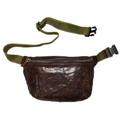 Black Cool Leather Men Fanny Pack Coffee Waist Bag Hip Pack Chest Bag Belt Bag Bumbag for Men - iwalletsmen