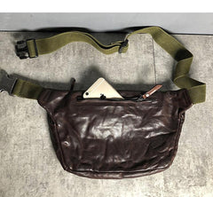 Black Cool Leather Men Fanny Pack Coffee Waist Bag Hip Pack Chest Bag Belt Bag Bumbag for Men - iwalletsmen