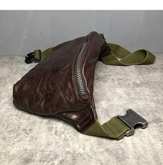 Black Cool Leather Men Fanny Pack Coffee Waist Bag Hip Pack Chest Bag Belt Bag Bumbag for Men - iwalletsmen