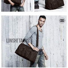 Black Fashion Canvas Mens Casual Large Travel Bag Shoulder Weekender Bag Duffle Bag For Men - iwalletsmen