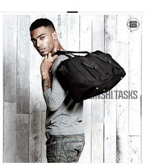 Black Fashion Canvas Mens Casual Large Travel Bag Shoulder Weekender Bag Duffle Bag For Men - iwalletsmen