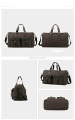 Black Fashion Canvas Mens Casual Large Travel Bag Shoulder Weekender Bag Duffle Bag For Men - iwalletsmen
