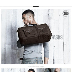 Black Fashion Canvas Mens Casual Large Travel Bag Shoulder Weekender Bag Duffle Bag For Men - iwalletsmen