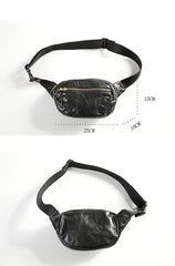 Handmade Distressed Black Leather Men Fanny Pack Waist Bag Hip Pack Belt Bag Bumbag for Men - iwalletsmen