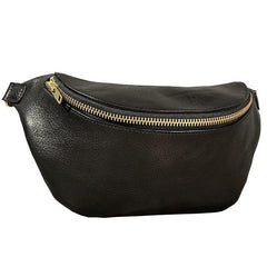 Black Handmade Leather Men Fanny Packs Small Waist Bag Hip Pack Belt Bag Bumbag for Men - iwalletsmen