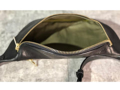Black Handmade Leather Men Fanny Packs Small Waist Bag Hip Pack Belt Bag Bumbag for Men - iwalletsmen