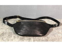 Black Handmade Leather Men Fanny Packs Small Waist Bag Hip Pack Belt Bag Bumbag for Men - iwalletsmen