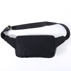 Black Cool Leather Men Fanny Pack Waist Bag Hip Pack Chest Bag Coffee Belt Bag Bumbag for Men - iwalletsmen