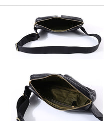 Black Cool Leather Men Fanny Pack Waist Bag Hip Pack Chest Bag Coffee Belt Bag Bumbag for Men - iwalletsmen