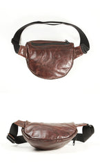 Black Handmade Leather Men Fanny Pack Small Waist Bag Hip Pack Coffee Belt Bag Bumbag for Men - iwalletsmen