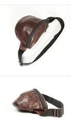 Black Handmade Leather Men Fanny Pack Small Waist Bag Hip Pack Coffee Belt Bag Bumbag for Men - iwalletsmen