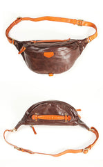 Black Handmade Leather Men Fanny Pack Waist Bag Coffee Hip Pack Belt Bag Bumbag for Men - iwalletsmen