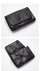 Black Handmade Leather Mens Coin Purse Small Wallet billfold Wallet Card Wallet For Men - iwalletsmen