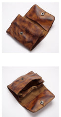 Black Handmade Leather Mens Coin Purse Small Wallet billfold Wallet Card Wallet For Men - iwalletsmen