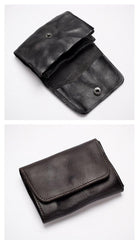 Black Handmade Leather Mens Coin Purse Small Wallet billfold Wallet Card Wallet For Men - iwalletsmen