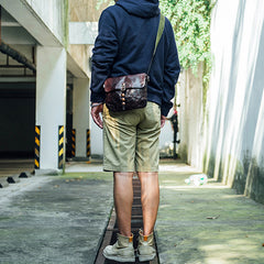 Fashion Black Wrinkled Leather Men 8 inches Small Side Bag Coffee Cool Messenger Bags Postman Bag For Men - iwalletsmen