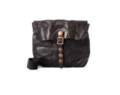 Fashion Black Wrinkled Leather Men 8 inches Small Side Bag Coffee Cool Messenger Bags Postman Bag For Men - iwalletsmen