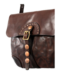 Fashion Black Wrinkled Leather Men 8 inches Small Side Bag Coffee Cool Messenger Bags Postman Bag For Men - iwalletsmen