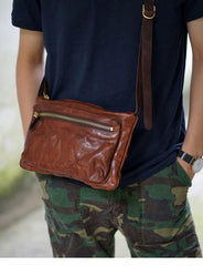 Cool Black Wrinkled Leather Men Postman Bag Side Bag Coffee Messenger Bag Courier Bag For Men - iwalletsmen