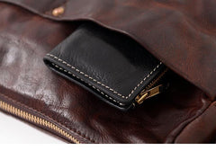 Handmade Black Wrinkled Leather Men Postman Bag Coffee Cool Courier Bag Messenger Bag One Shoulder Backpack For Men - iwalletsmen