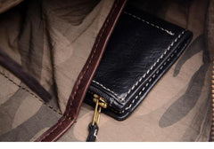 Handmade Black Wrinkled Leather Men Postman Bag Coffee Cool Courier Bag Messenger Bag One Shoulder Backpack For Men - iwalletsmen