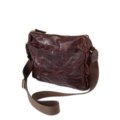 Handmade Black Wrinkled Leather Men Postman Bag Coffee Cool Courier Bag Messenger Bag One Shoulder Backpack For Men - iwalletsmen