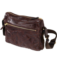 Handmade Black Wrinkled Leather Men Postman Bag Coffee Cool Courier Bag Messenger Bag One Shoulder Backpack For Men - iwalletsmen
