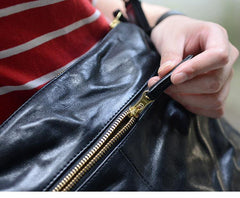 Handmade Black Wrinkled Leather Men Postman Bag Coffee Cool Courier Bag Messenger Bag One Shoulder Backpack For Men - iwalletsmen