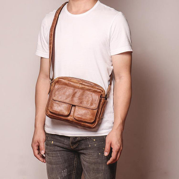 Black LEATHER MEN'S Small Side bag Brown Side Bag MESSENGER BAG Brown Courier Bag FOR MEN - iwalletsmen