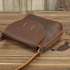LEATHER MEN'S Small Side bag Brown Side Bag Mini MESSENGER BAG Courier Bag FOR MEN - iwalletsmen