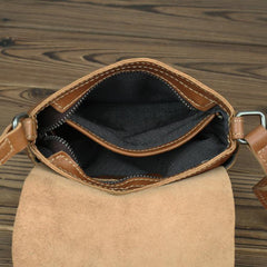 LEATHER MEN'S Small Side bag Brown Side Bag Mini MESSENGER BAG Courier Bag FOR MEN - iwalletsmen