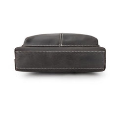 Black LEATHER MEN'S Small Side bag Vertical MESSENGER BAG Courier Shoulder Bag FOR MEN - iwalletsmen