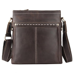 Black LEATHER MEN'S Small Side bag Vertical MESSENGER BAG Courier Shoulder Bag FOR MEN - iwalletsmen