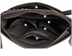 Black LEATHER MEN'S Small Side bag Vertical MESSENGER BAG Courier Shoulder Bag FOR MEN - iwalletsmen