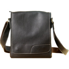 Coffee LEATHER MEN'S Small Side bag Vertical iPad Bag Black MESSENGER BAG FOR MEN