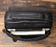 Black LEATHER MEN'S Small Side bag Vertical iPad Bag MESSENGER BAG Shoulder Bag FOR MEN