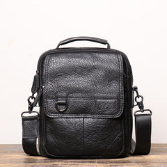 Black LEATHER MEN'S Small Side bag Vertical iPad Bag MESSENGER BAG Shoulder Bag FOR MEN