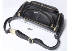 Coffee Large Capacity Leather Mens Fanny Packs Barrel Bum Bags Cool Waist Bag for Men