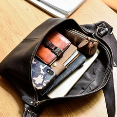 Large Leather Fanny Pack Coffee Leather Sling Bag Sling Large Crossbody Packs Hip Pack For Men