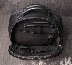 Black Leather Backpack Mens 14'' Laptop Work Backpack School Backpack Travel Backpack for Men