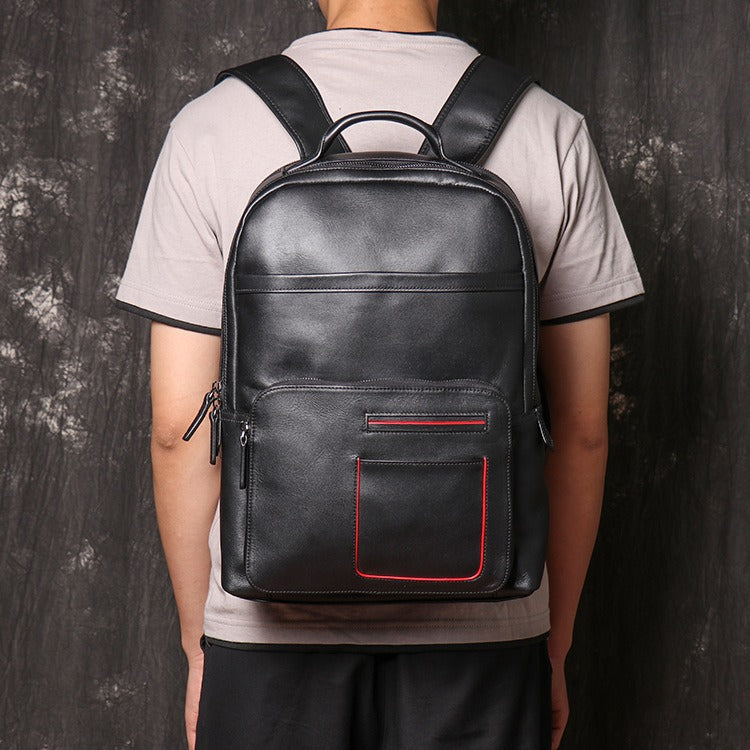 Mens black leather 2025 rucksack