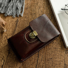 Coffee Leather Cell Phone Holster Mens Belt Pouch Leather Waist Bag BELT BAG Belt Holster For Men