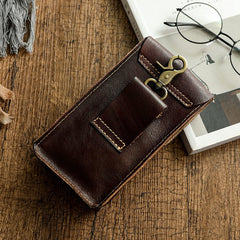 Coffee Leather Cell Phone Holster Mens Belt Pouch Leather Waist Bag BELT BAG Belt Holster For Men