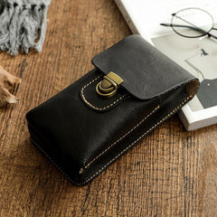 Coffee Leather Cell Phone Holster Mens Belt Pouch Leather Waist Bag BELT BAG Belt Holster For Men