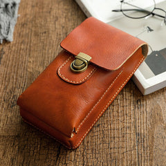 Coffee Leather Cell Phone Holster Mens Belt Pouch Leather Waist Bag BELT BAG Belt Holster For Men
