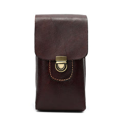 Coffee Leather Cell Phone Holster Mens Belt Pouch Leather Waist Bag BELT BAG Belt Holster For Men