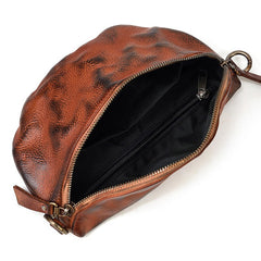 Coffee Leather Fanny Pack Small Men's Vintage Chest Bag Hip Pack Waist Bag For Men