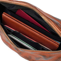 Coffee Leather Fanny Pack Small Men's Vintage Chest Bag Hip Pack Waist Bag For Men