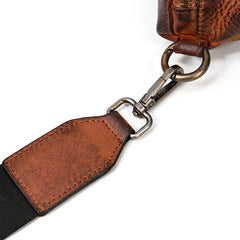 Brown Leather Fanny Pack Small Men's Vintage Chest Bag Hip Pack Waist Bag For Men